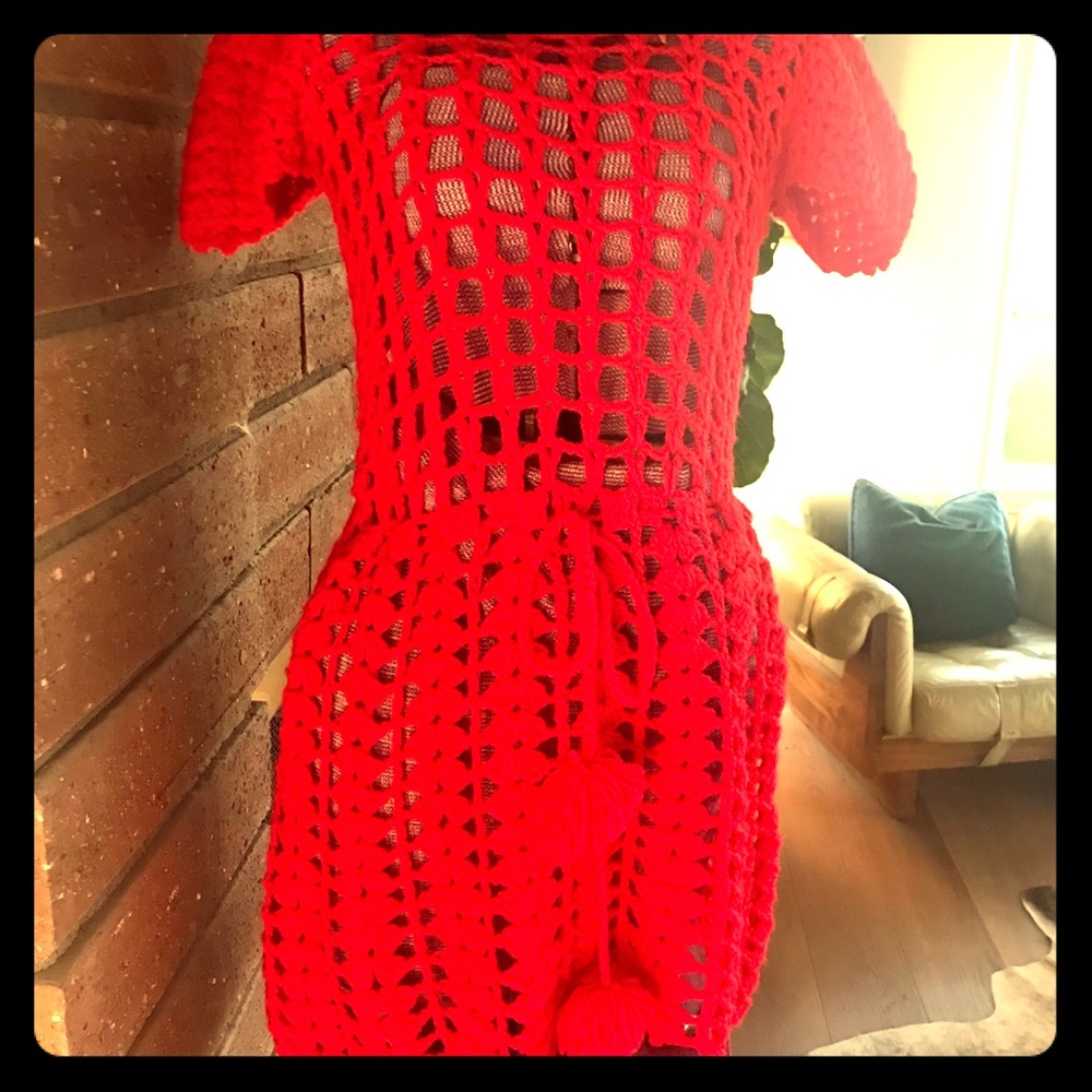 Home-spun, one-of-kind, 70’s crotchet dress.